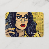 Creëer Uw Eigen Retro Vrouw Op Mobiele Telefoon Visitekaartje (Voorkant)