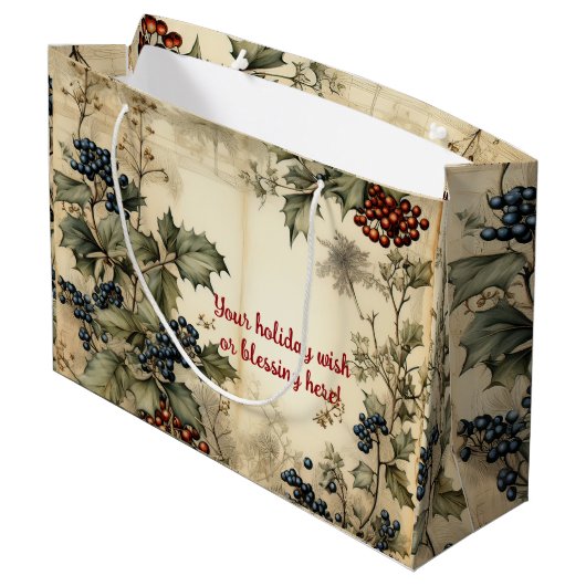 Creëer Uw eigen rode & blauwe Holly perkament Groot Cadeauzakje (Achterkant Gekanteld)