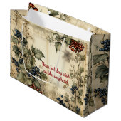 Creëer Uw eigen rode & blauwe Holly perkament Groot Cadeauzakje (Voorkant Gekanteld)