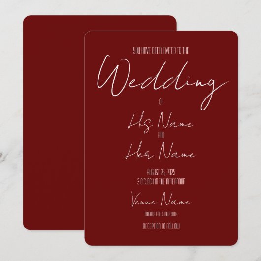 Creëer Uw eigen rode bruiloft Kaart (Voorkant / Achterkant)