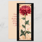 Creëer Uw Eigen Rode Chrysanthemum Bladwijzer Kaar (Voorkant / Achterkant)