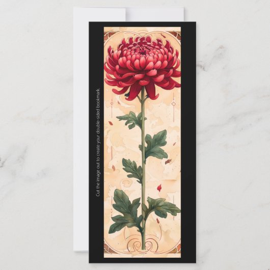 Creëer Uw Eigen Rode Chrysanthemum Bladwijzer Kaar (Voorkant)
