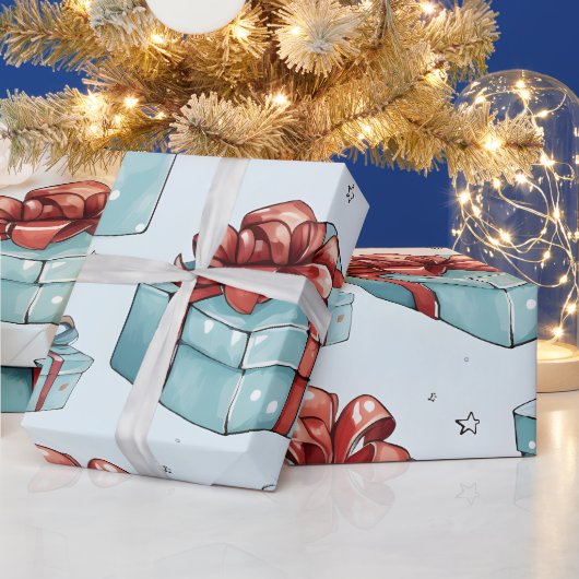 Creëer uw eigen rode en blauwe dozen en bogen cadeaupapier (Feestdagen)