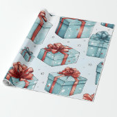 Creëer uw eigen rode en blauwe dozen en bogen cadeaupapier (Uitgerold)