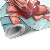 Creëer uw eigen rode en blauwe dozen en bogen cadeaupapier (Rol Hoek)