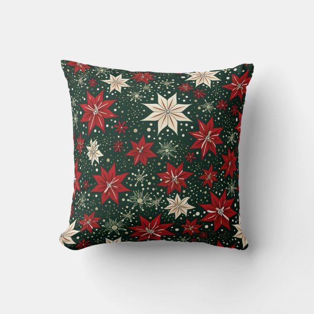 Creëer uw eigen rode en crème poinsettia bloemen kussen (Voorkant)