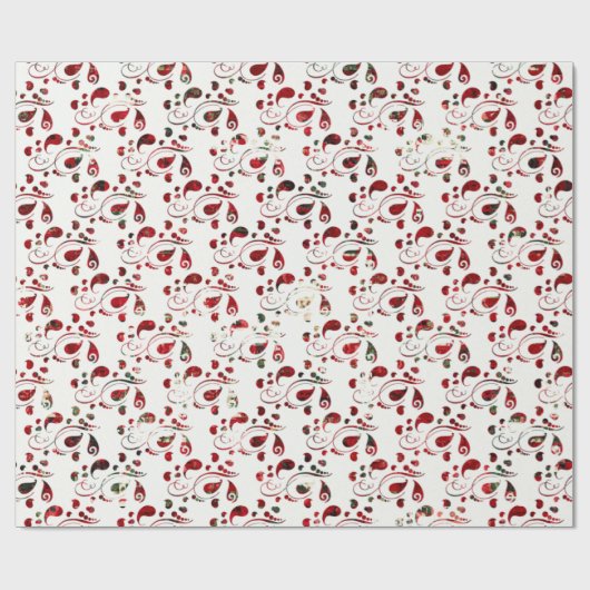Creëer Uw eigen rode en groene kerstpaisley Cadeaupapier (Vlak)