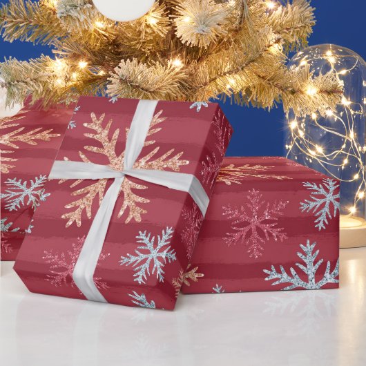 Creëer uw eigen rode gestreepte sneeuwvlokken cadeaupapier (Feestdagen)