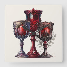 Creëer Uw eigen Rode Gotische Chalices Vierkante Klok