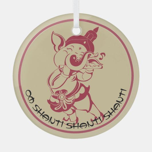 Creëer Uw Eigen Rode & Gouden Ganeshfluit Glas Ornament (Voorkant)