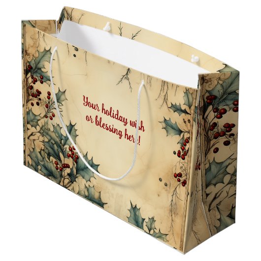 Creëer uw eigen rode Holly perkament Groot Cadeauzakje (Achterkant Gekanteld)