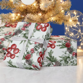 Creëer uw eigen rode Holly & Pinecones Cadeaupapier