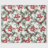 Creëer uw eigen rode Holly & Pinecones Cadeaupapier (Vlak)