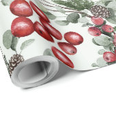 Creëer uw eigen rode Holly & Pinecones Cadeaupapier (Rol Hoek)