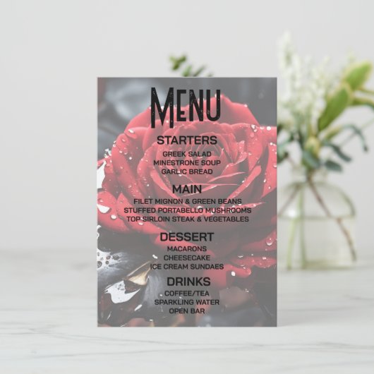 Creëer uw eigen rode roos close-up menu (Staand voorkant)