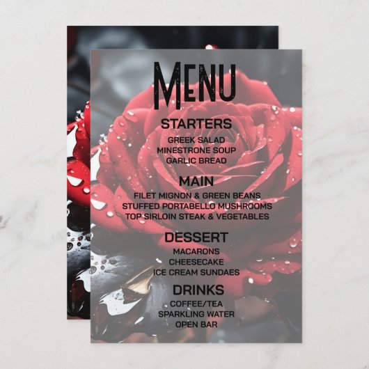 Creëer uw eigen rode roos close-up menu (Voorkant / Achterkant)