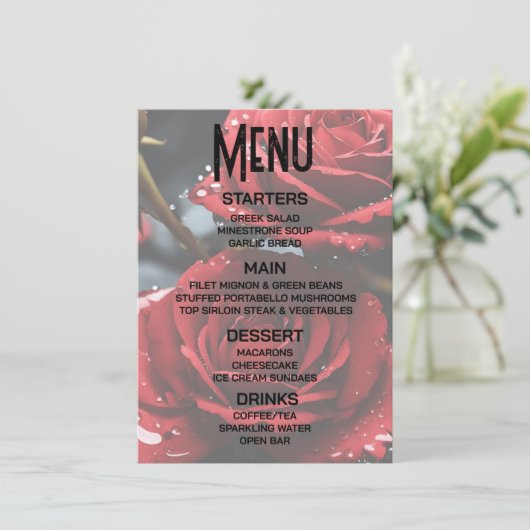 Creëer uw eigen rode rozen close-up menu (Staand voorkant)