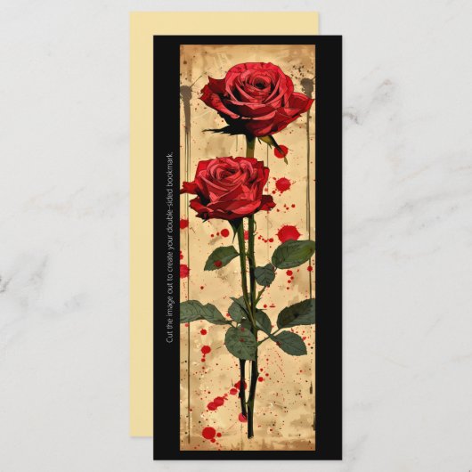 Creëer Uw Eigen Rode Rozen Perkament Bladwijzer Ka (Voorkant / Achterkant)