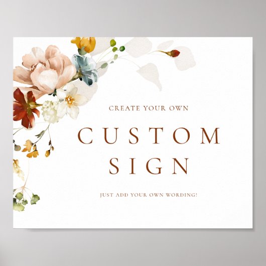 Creëer Uw eigen romantisch bloemig tafelblad teken Poster (Voorkant)