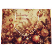 Creëer uw eigen romantische gouden kerstversiering groot cadeauzakje (Voorkant)