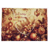 Creëer uw eigen romantische gouden kerstversiering groot cadeauzakje (Achterkant)