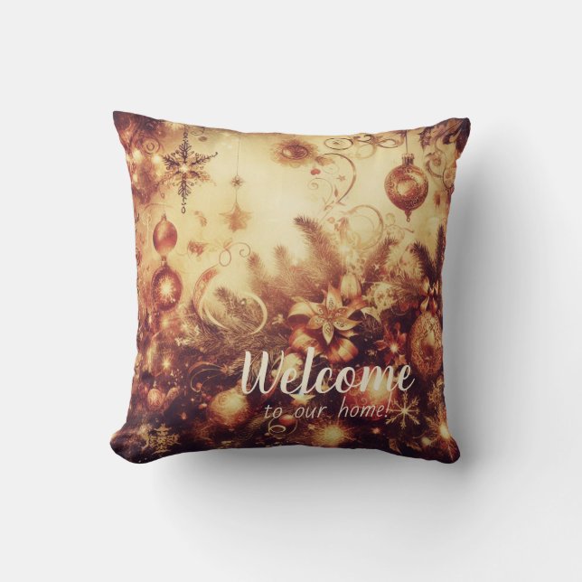 Creëer uw eigen romantische gouden kerstversiering kussen (Voorkant)