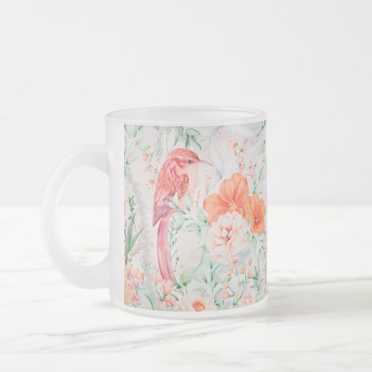 Creëer Uw eigen romantische vogels & bloemen Matglas Koffiemok (Links)