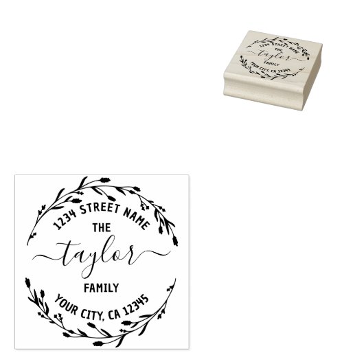 Creëer Uw eigen Ronde Adres Familienaam R Rubberstempel (Gestempeld)