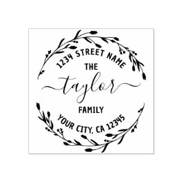 Creëer Uw eigen Ronde Adres Familienaam R Rubberstempel