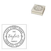 Creëer Uw eigen Ronde Adres Familienaam Rubberstempel (Gestempeld)