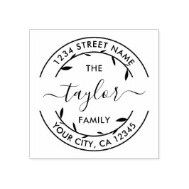 Creëer Uw eigen Ronde Adres Familienaam Rubberstempel