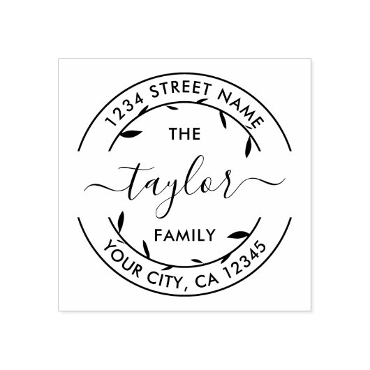 Creëer Uw eigen Ronde Adres Familienaam Rubberstempel (Afrduk)