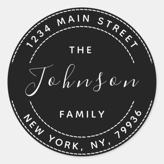 Creëer Uw eigen Ronde Adres Familienaam Sticker (Voorkant)