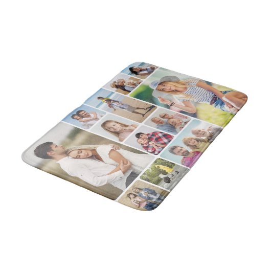 Creëer Uw eigen ronde hoeken 12 fotocollage Badmat (Gekanteld)