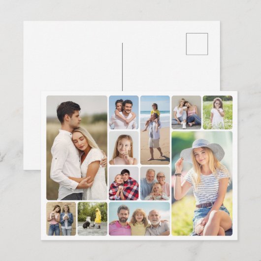 Creëer Uw eigen ronde hoeken 12 fotocollage Briefkaart (Voorkant / Achterkant)