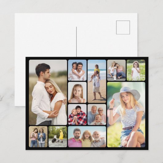 Creëer Uw eigen ronde hoeken 12 fotocollage Briefkaart (Voorkant / Achterkant)