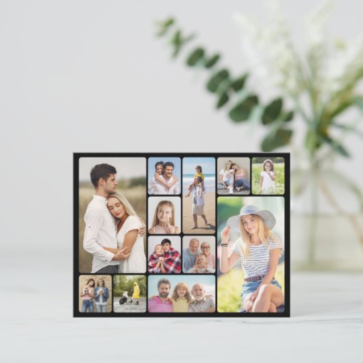 Creëer Uw eigen ronde hoeken 12 fotocollage Briefkaart (Staand voorkant)