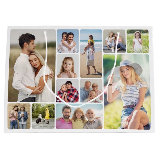 Creëer Uw eigen ronde hoeken 12 fotocollage Groot Cadeauzakje (Voorkant)