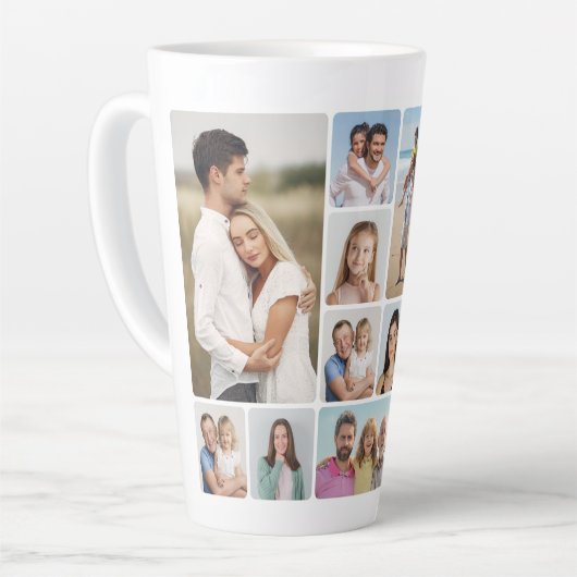 Creëer Uw eigen ronde hoeken 12 fotocollage Latte Mok (Linkerhoek)