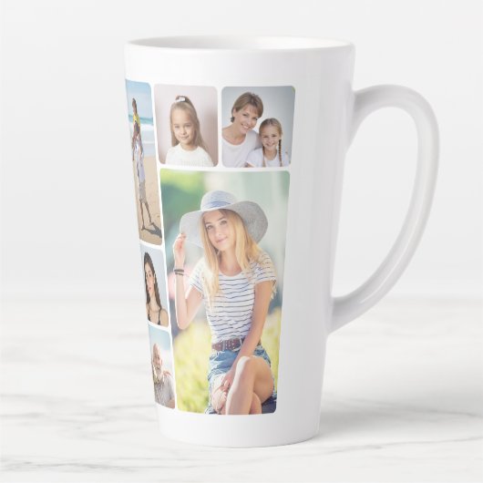 Creëer Uw eigen ronde hoeken 12 fotocollage Latte Mok (Rechts)