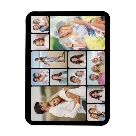 Creëer Uw eigen ronde hoeken 12 fotocollage Magneet (Verticaal)