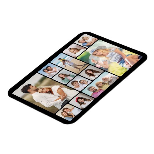 Creëer Uw eigen ronde hoeken 12 fotocollage Magneet (Linkerzijde)