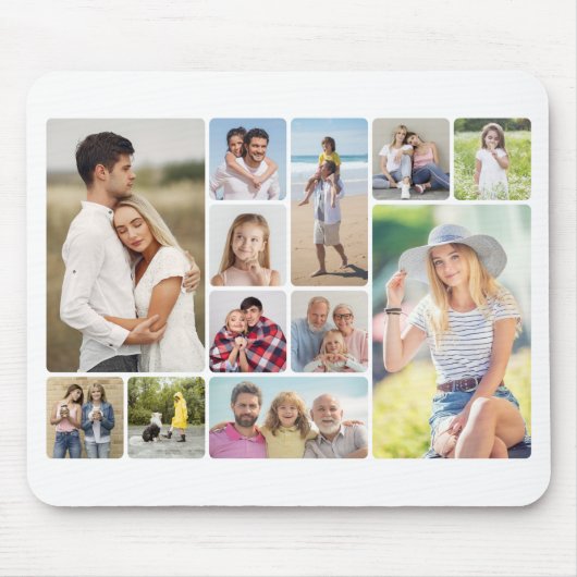 Creëer Uw eigen ronde hoeken 12 fotocollage Muismat (Voorkant)