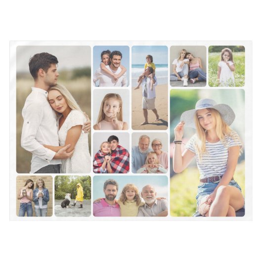 Creëer Uw eigen ronde hoeken 12 fotocollage Tafelkleed (Voorkant (Horizontaal))