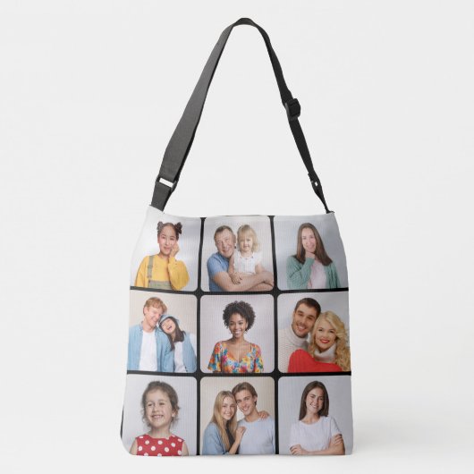 Creëer Uw eigen ronde hoeken 9 Fotocollage Crossbody Tas (Achterkant)