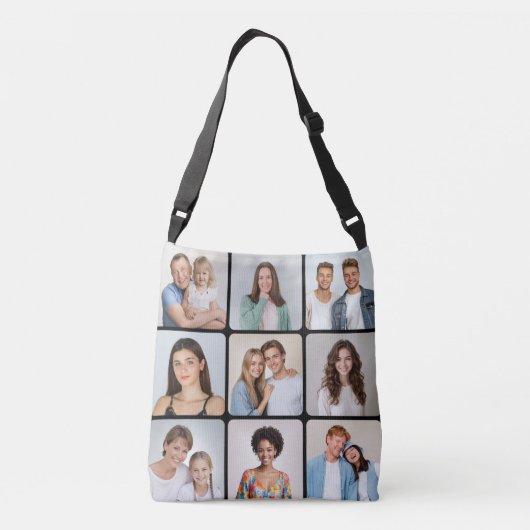 Creëer Uw eigen ronde hoeken 9 Fotocollage Crossbody Tas (Achterkant)
