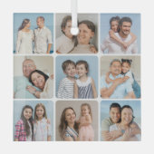 Creëer Uw eigen ronde hoeken 9 Fotocollage Glas Ornament (Voorkant)