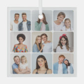 Creëer Uw eigen ronde hoeken 9 Fotocollage Glas Ornament (Voorkant)