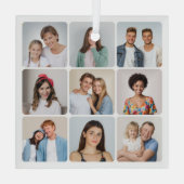 Creëer Uw eigen ronde hoeken 9 Fotocollage Glas Ornament (Achterkant)