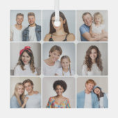 Creëer Uw eigen ronde hoeken 9 Fotocollage Glas Ornament (Voorkant)